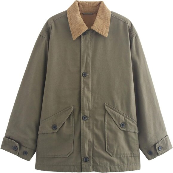 Jackets & Blazers - Chic Army Green Oversized Casual Jacket for Women - Lightweight & Versatile